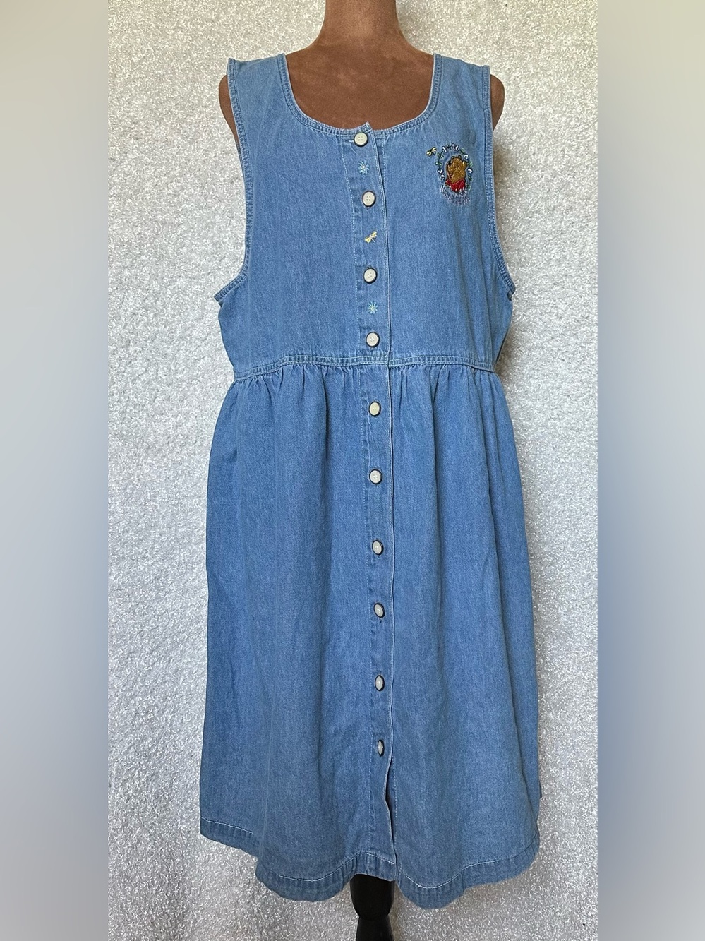 Women’s Vintage 90’s Denim Winnie The Pooh Jumper Dress.